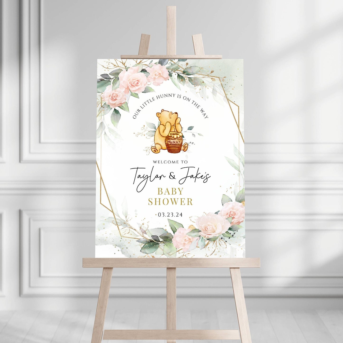 Winnie The Pooh Baby Shower Welcome Sign, Pooh Baby Shower Welcome, Printed Gender Neutral Winnie The Pooh Foam Board Welcome Sign