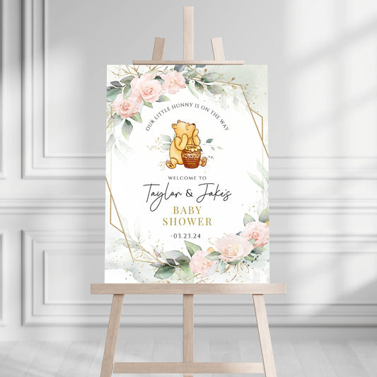 Winnie The Pooh Baby Shower Welcome Sign, Pooh Baby Shower Welcome, Printed Gender Neutral Winnie The Pooh Foam Board Welcome Sign