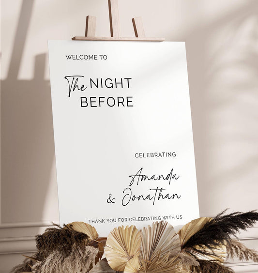 The Night Before Wedding Sign, Printed Foam Wedding Welcome Sign, Welcome Wedding Foam Board, Wedding Decor