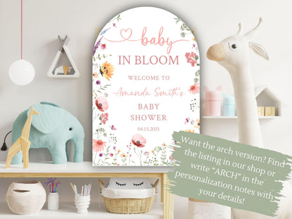 Baby in Bloom Baby Shower Welcome Sign, Baby Floral Shower Welcome