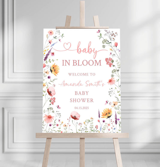 Baby in Bloom Baby Shower Welcome Sign, Baby Floral Shower Welcome