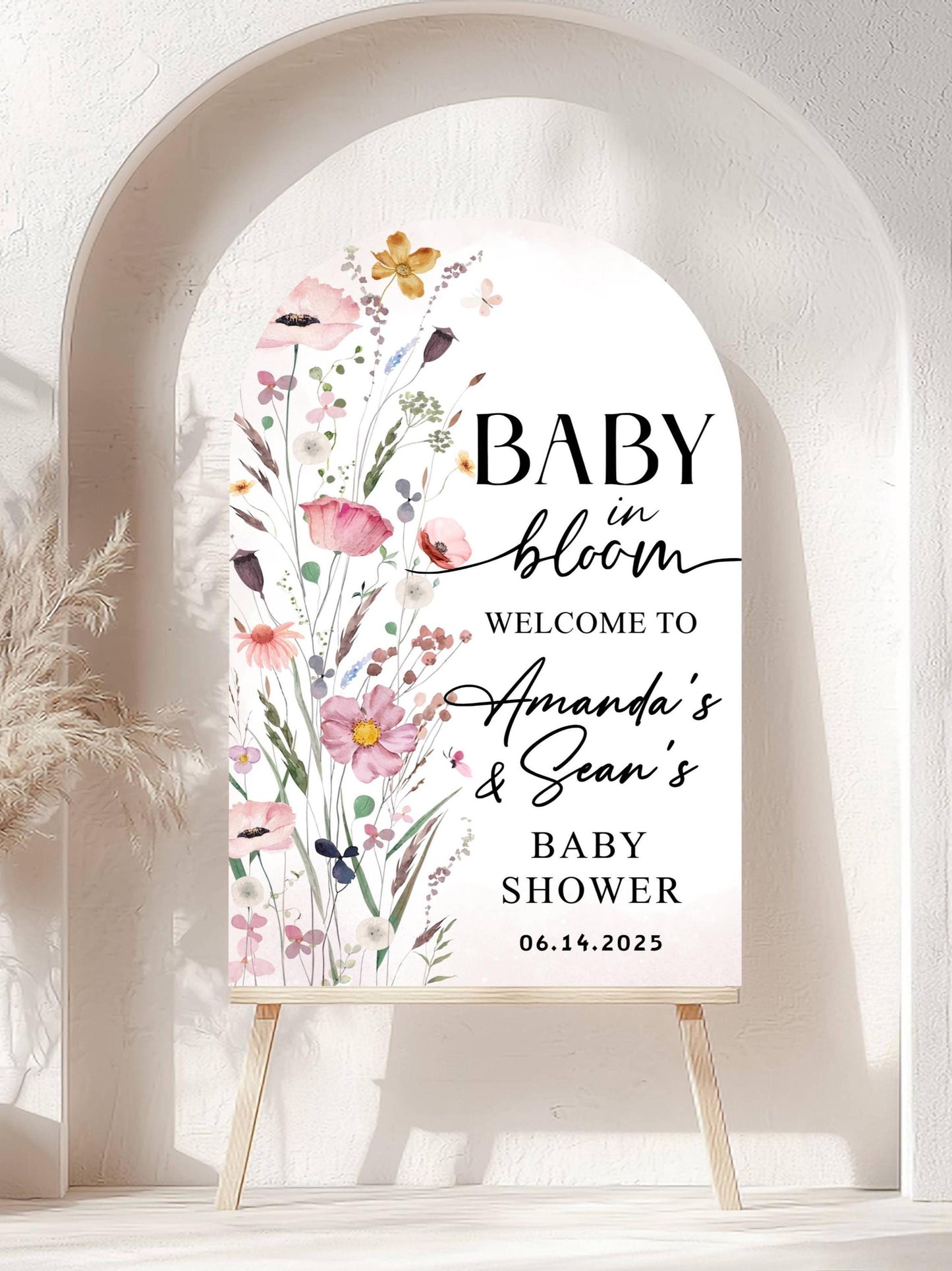 Printed Arch Baby in Bloom Baby Shower Welcome Sign, Floral Shower Welcome, Custom Printed Gender Neutral Custom Foam Board Party Welcome