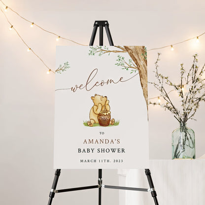 Winnie The Pooh Baby Shower Welcome Sign, Pooh Baby Shower Welcome