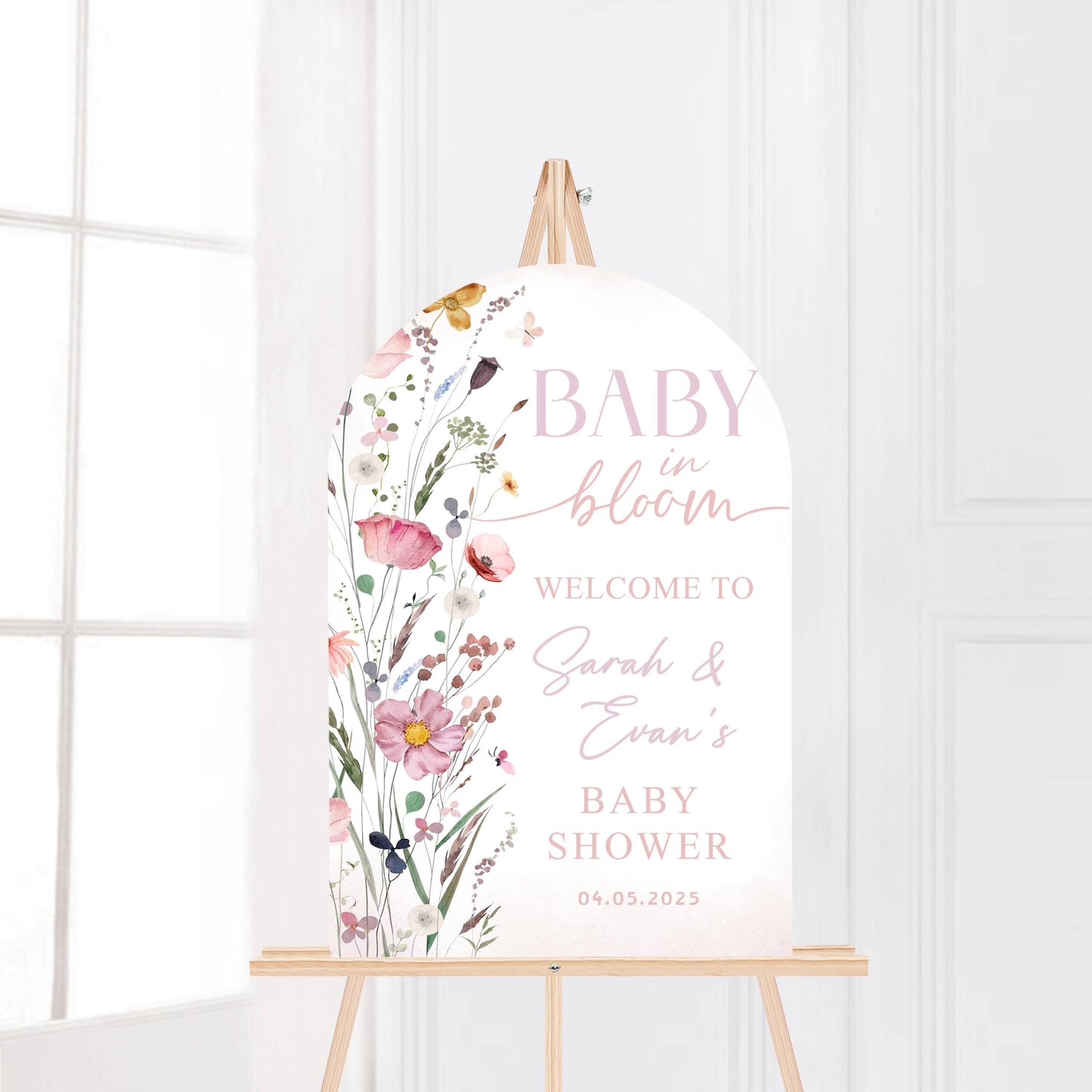 Printed Arch Baby in Bloom Baby Shower Welcome Sign, Custom Printed Floral Shower Welcome
