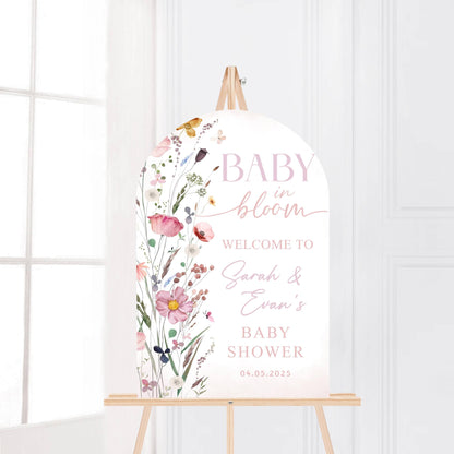 Printed Arch Baby in Bloom Baby Shower Welcome Sign, Custom Printed Floral Shower Welcome