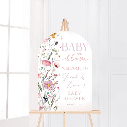 Printed Arch Baby in Bloom Baby Shower Welcome Sign, Custom Printed Floral Shower Welcome