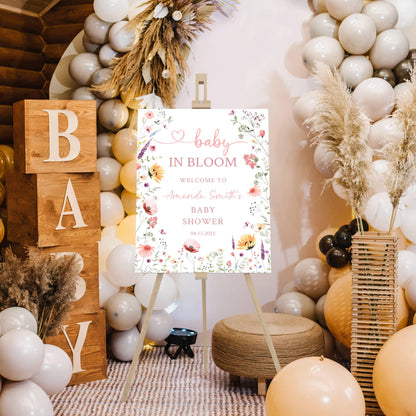 Baby in Bloom Baby Shower Welcome Sign, Baby Floral Shower Welcome