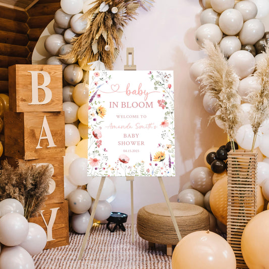 Baby in Bloom Baby Shower Welcome Sign, Baby Floral Shower Welcome