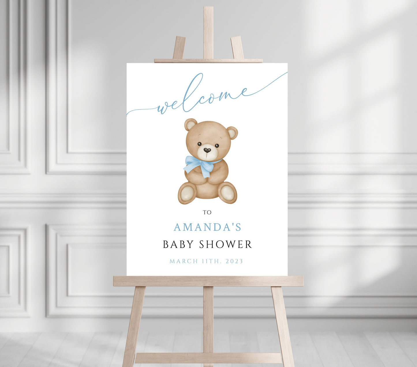Baby Shower We Can Bearly Wait Boy Foam Welcome Sign, Baby Giant Bear