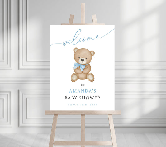 Baby Shower We Can Bearly Wait Boy Foam Welcome Sign, Baby Giant Bear