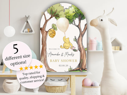 Printed Arch Winnie The Pooh Baby Shower Welcome Sign, Pooh Baby Shower Welcome, Printed Gender Neutral Winnie The Pooh Foam Board Welcome