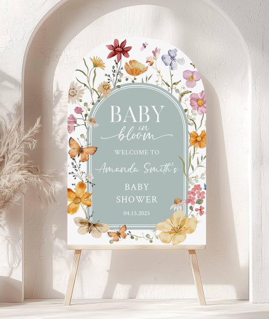 Arch Baby in Bloom Floral Baby Shower Welcome Sign