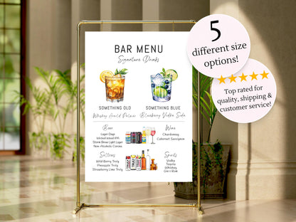 Bar Menu Minimalist Foam Board