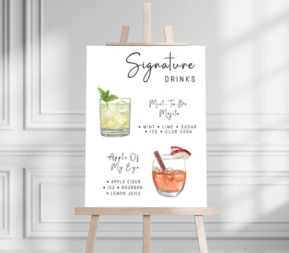 Bar Menu Minimalist Foam Board, Printed Bar Menu, Modern Drink Menu, Custom Bar Sign, Signature Drinks Party Sign