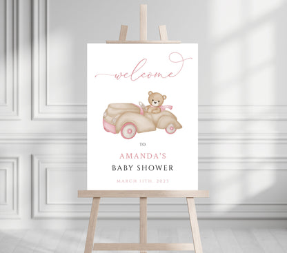 Baby Shower We Can Bearly Wait Girl Foam Welcome Sign