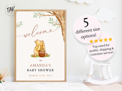 Winnie The Pooh Baby Shower Welcome Sign, Pooh Baby Shower Welcome
