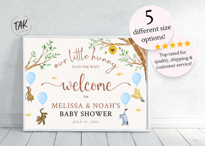 Printed Winnie The Pooh Baby Shower Welcome Sign, Pooh Baby Shower Welcome, Printed Baby Boy Winnie The Pooh Foam Board Welcome Sign