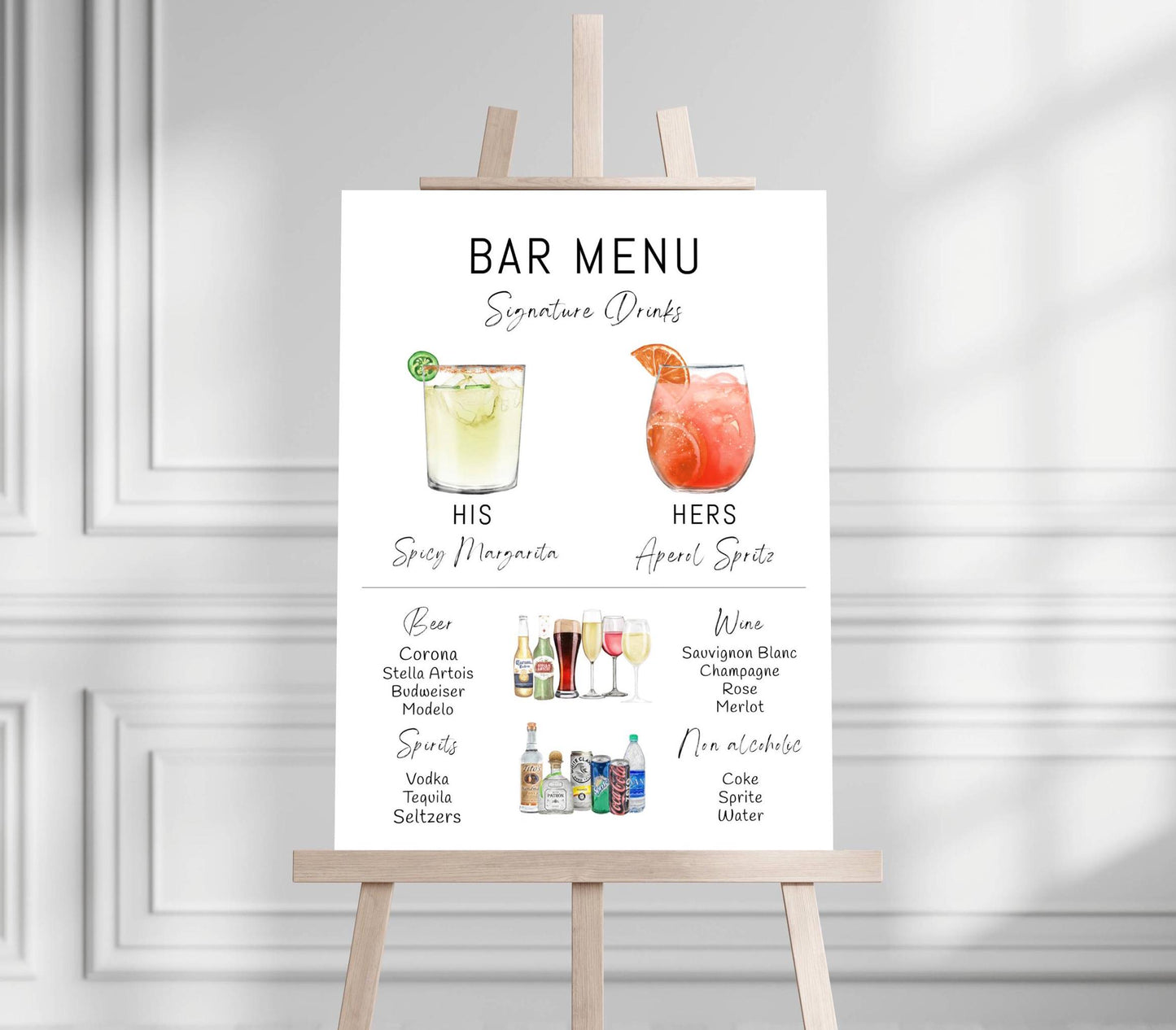 Bar Menu Minimalist Foam Board, Printed Bar Menu, Modern Drink Menu, Custom Bar Sign, Signature Drinks