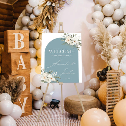 Baby Shower Welcome Sign, Baby Boy Baby Shower Welcome Board, Printed Baby Boy Party Foam Board