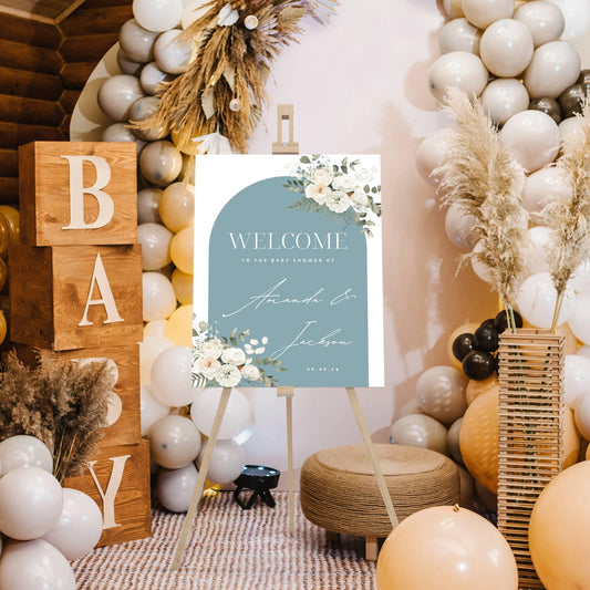 Baby Shower Welcome Sign, Baby Boy Baby Shower Welcome Board, Printed Baby Boy Party Foam Board