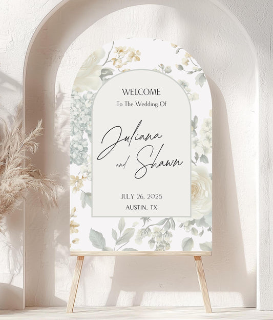 Elegant Wedding Welcome Sign, Custom Acrylic or Foam Board, Personalized Floral Wedding Sign