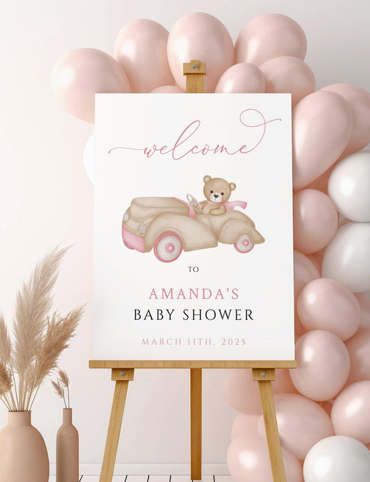 Baby Shower We Can Bearly Wait Girl Foam Welcome Sign