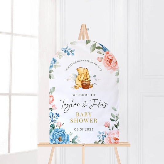 Printed Arch Winnie The Pooh Baby Shower Welcome Sign, Pooh Baby Shower Welcome, Printed Gender Neutral Winnie The Pooh Foam Board Welcome