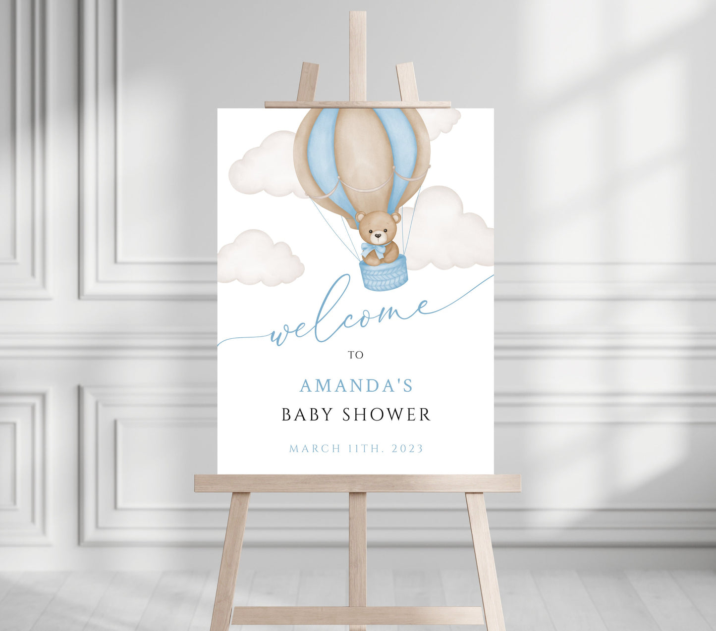 Baby Shower We Can Bearly Wait Boy Foam Welcome Sign, Baby Giant Bear