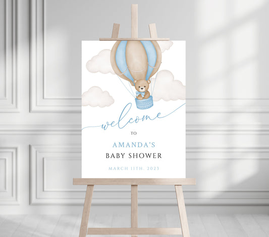 Baby Shower We Can Bearly Wait Boy Foam Welcome Sign, Baby Giant Bear