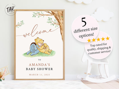 Winnie The Pooh Baby Shower Welcome Sign, Pooh Baby Shower Welcome, Printed Gender Neutral Winnie The Pooh Foam Board