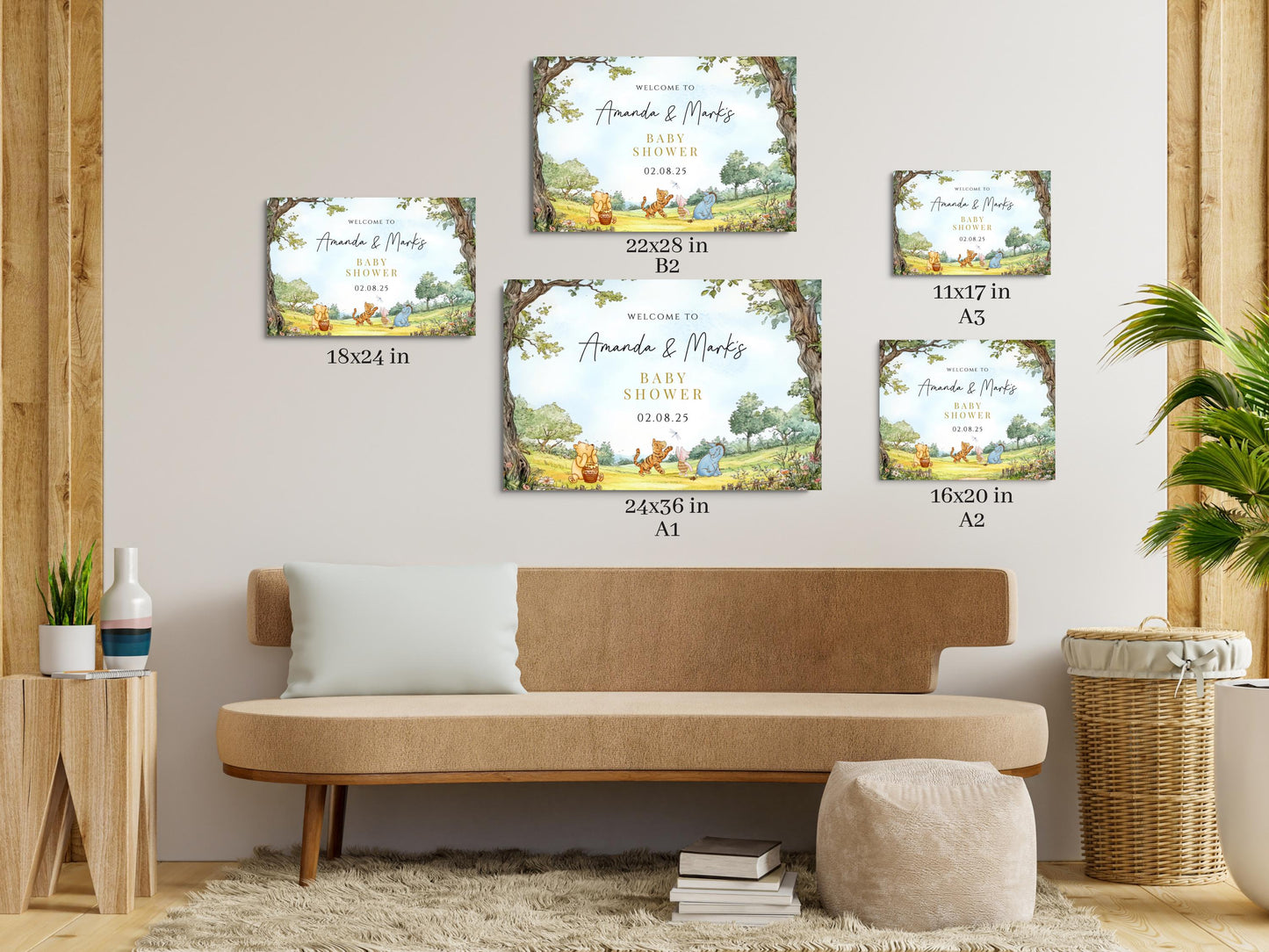 Printed Winnie The Pooh Baby Shower Welcome Sign, Pooh Baby Shower Welcome, Printed Gender Neutral Winnie The Pooh Foam Board Welcome Sign