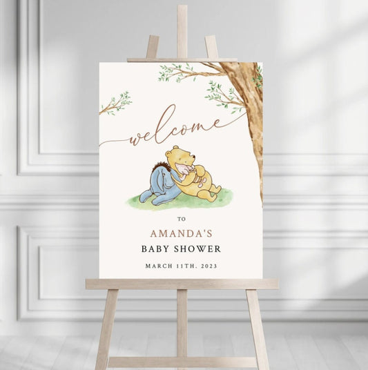 Winnie The Pooh Baby Shower Welcome Sign, Pooh Baby Shower Welcome, Printed Gender Neutral Winnie The Pooh Foam Board