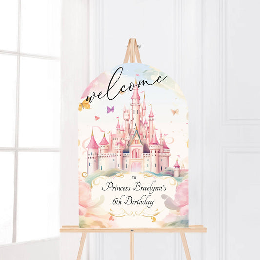 Printed Arch Princess Birthday Welcome Sign, Girls Princess Birthday Party Foam Welcome Sign, Printed Foam Board Welcome Sign, Princess