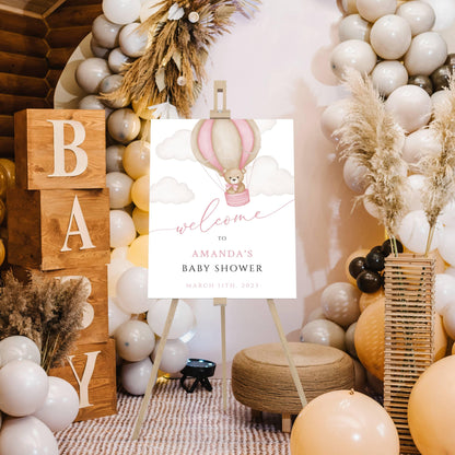 Baby Shower We Can Bearly Wait Baby Girl Foam Welcome Sign