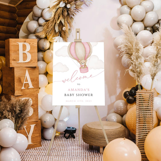 Baby Shower We Can Bearly Wait Baby Girl Foam Welcome Sign