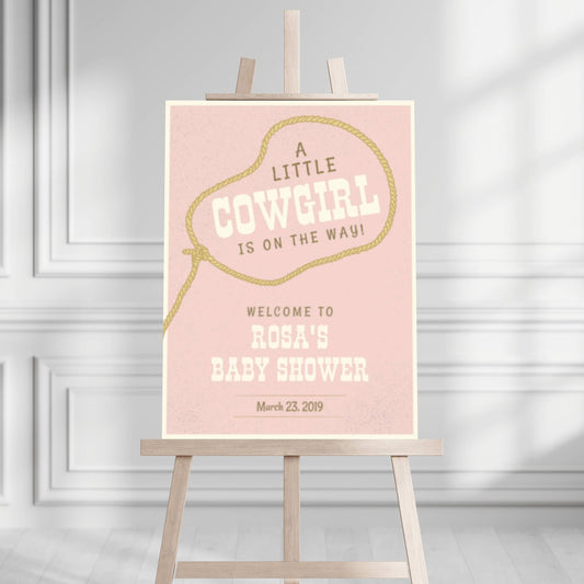 Cowgirl Baby Shower Welcome Sign, Western Baby Shower Welcome, Printed Baby Girl Western Cowboy Foam Board